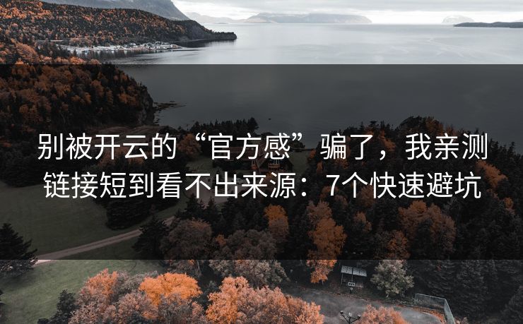 别被开云的“官方感”骗了，我亲测链接短到看不出来源：7个快速避坑